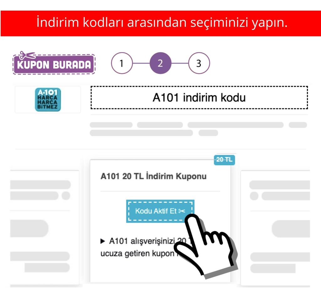 A101 indirim kodu nasıl alınır adım 2