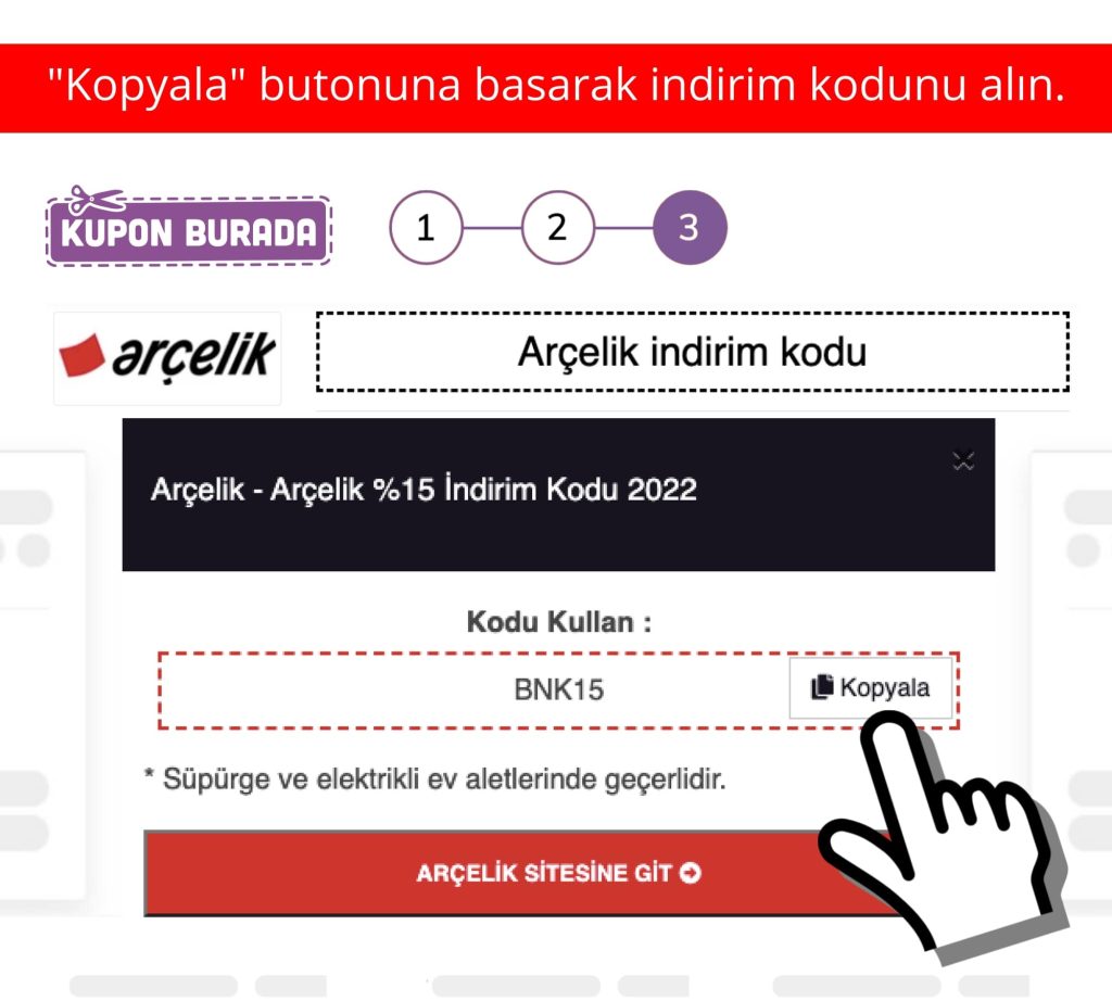 Arçelik indirim kodu nasıl alınır adım 3