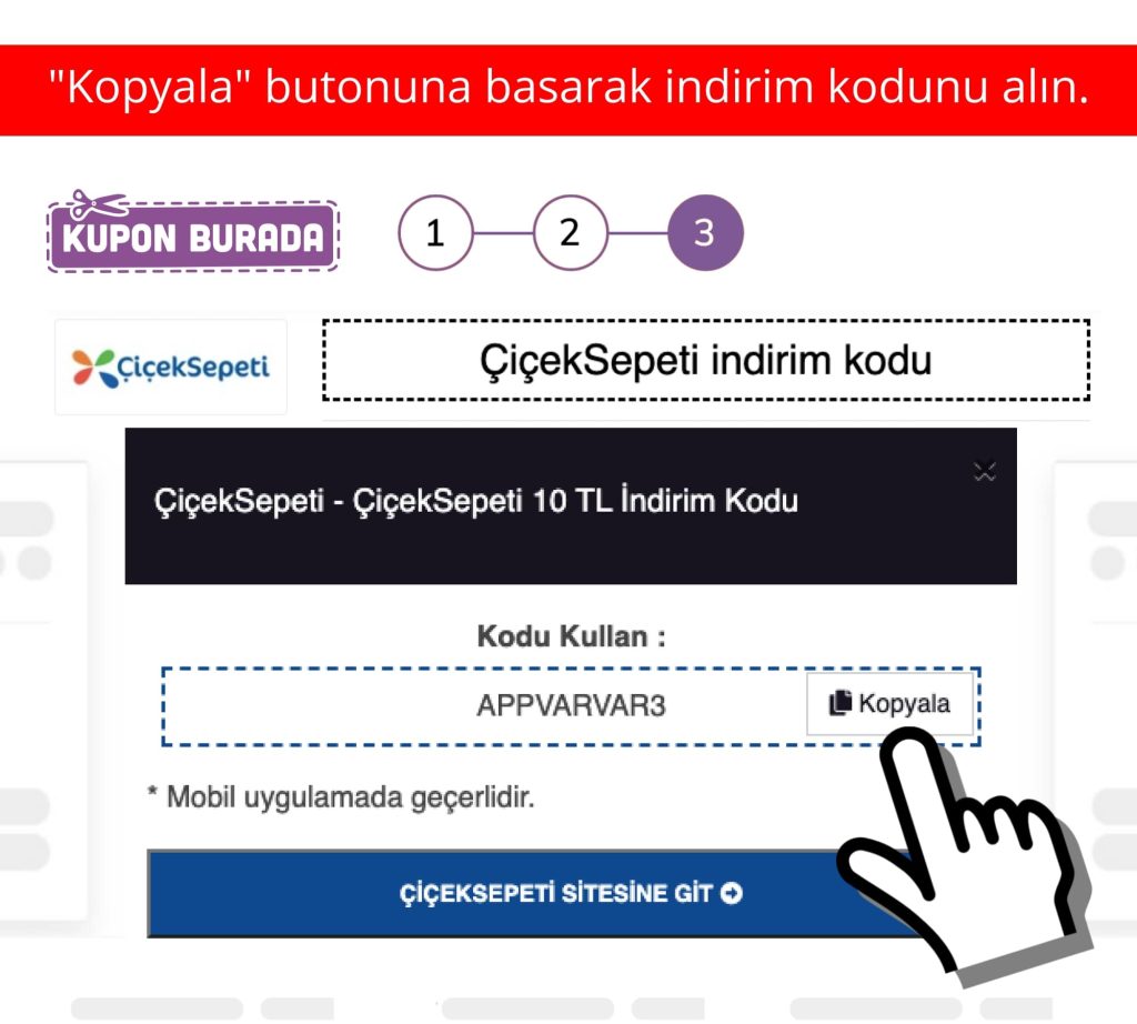 ÇiçekSepeti indirim kodu nasıl alınır adım 3