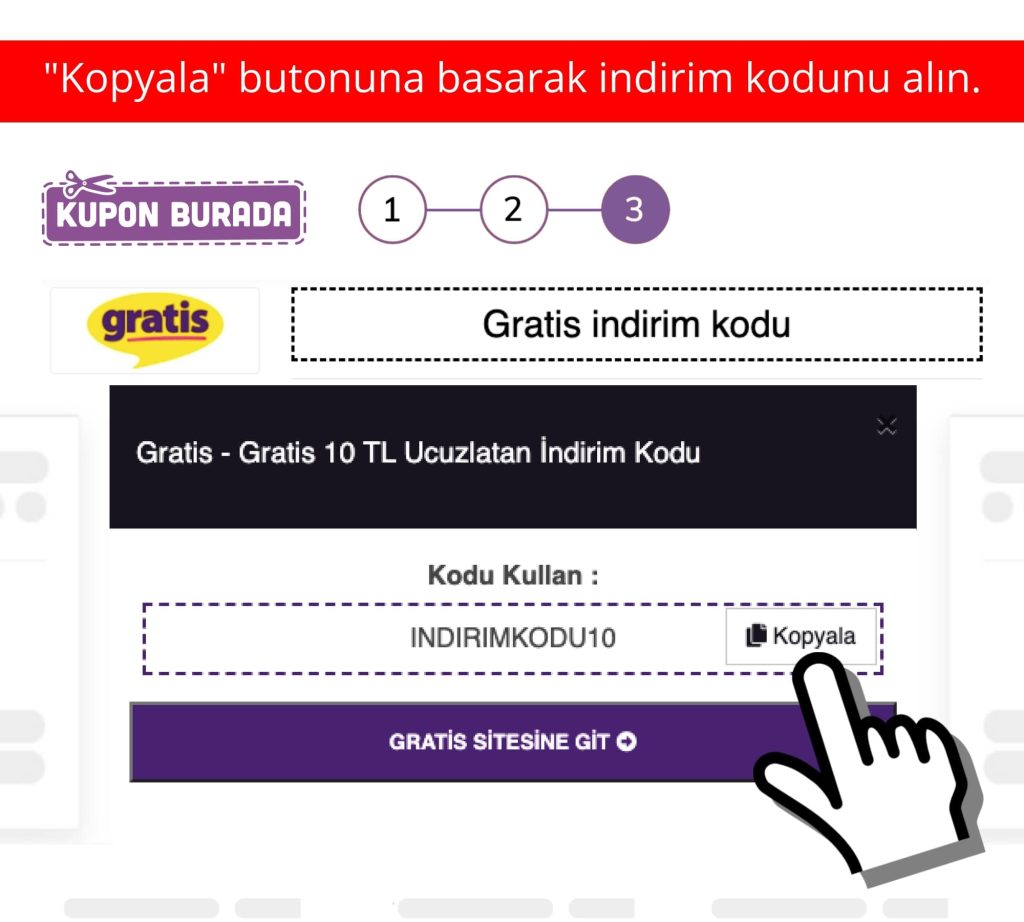 Gratis indirim kodu nasıl alınır adım 3