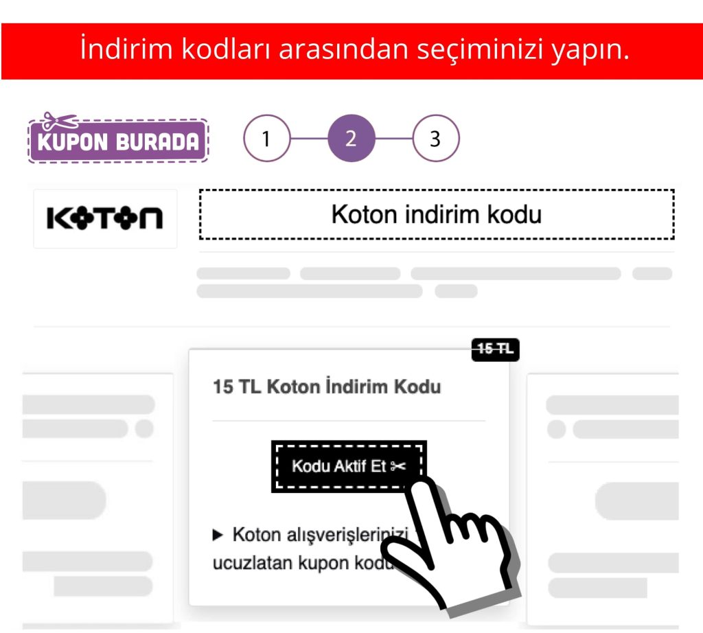 Koton indirim kodu nasıl alınır adım 2