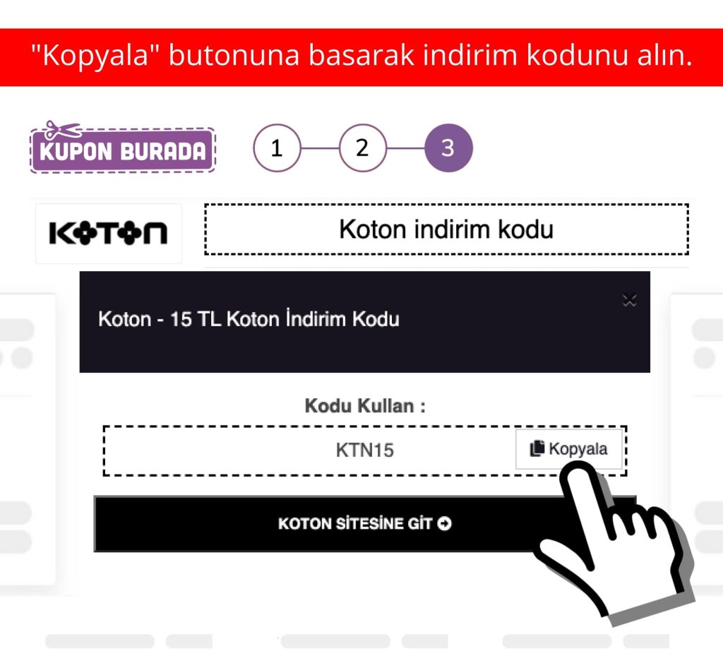 Koton indirim kodu nasıl alınır adım 3