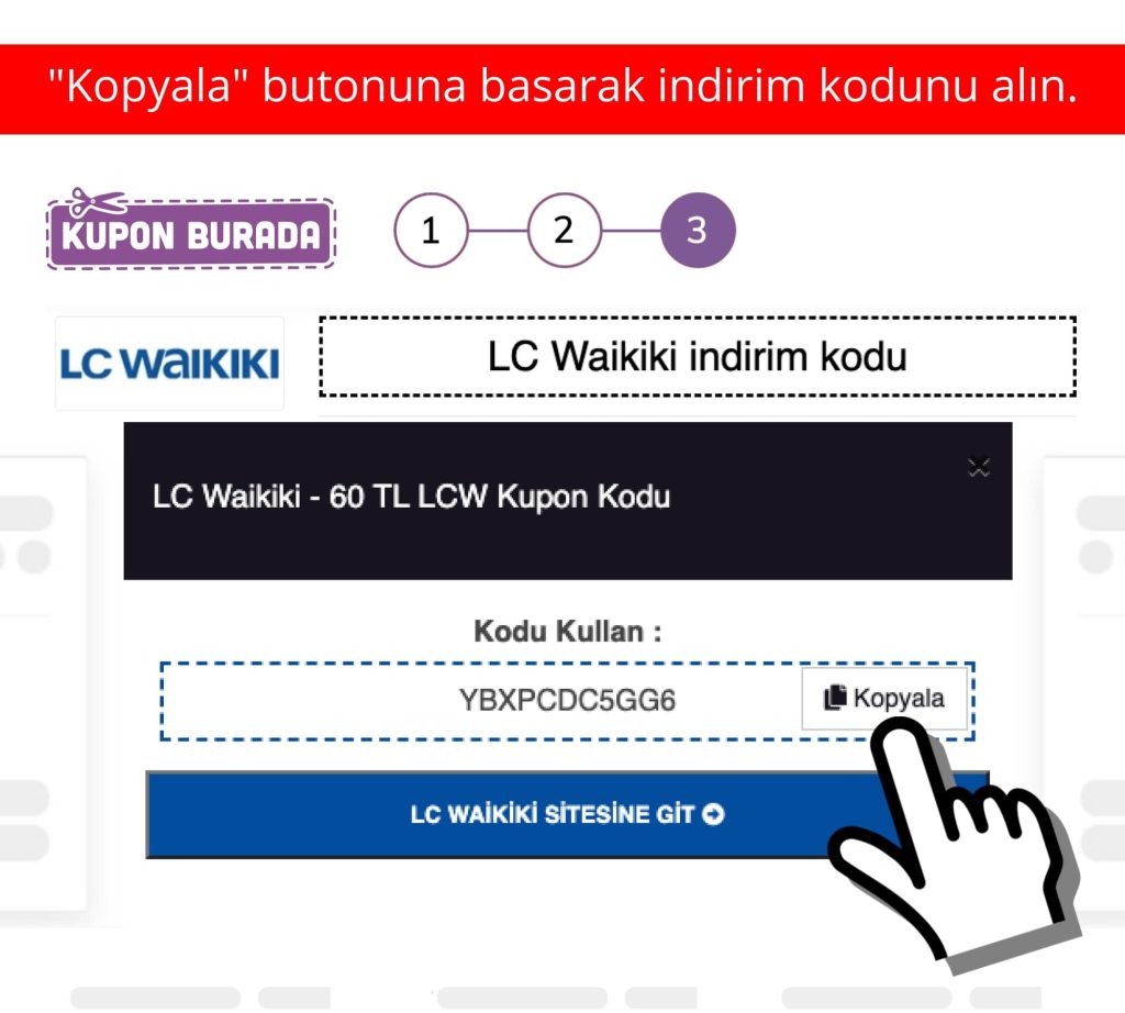 LC Waikiki indirim kodu nasıl alınır adım 3