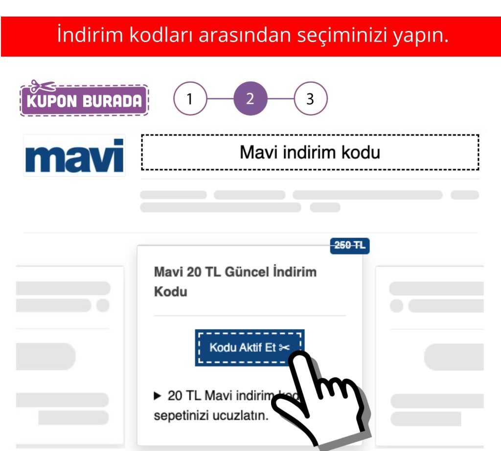 Mavi indirim kodu nasıl alınır adım 2