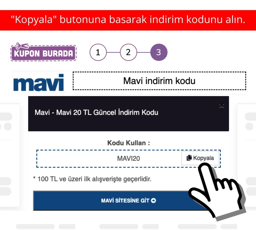 Mavi indirim kodu nasıl alınır adım 3