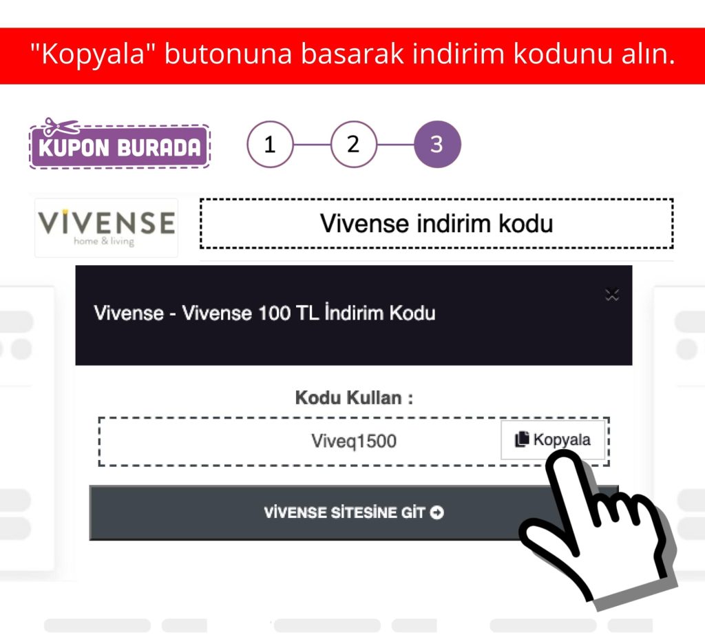 Vivense indirim kodu nasıl alınır adım 3