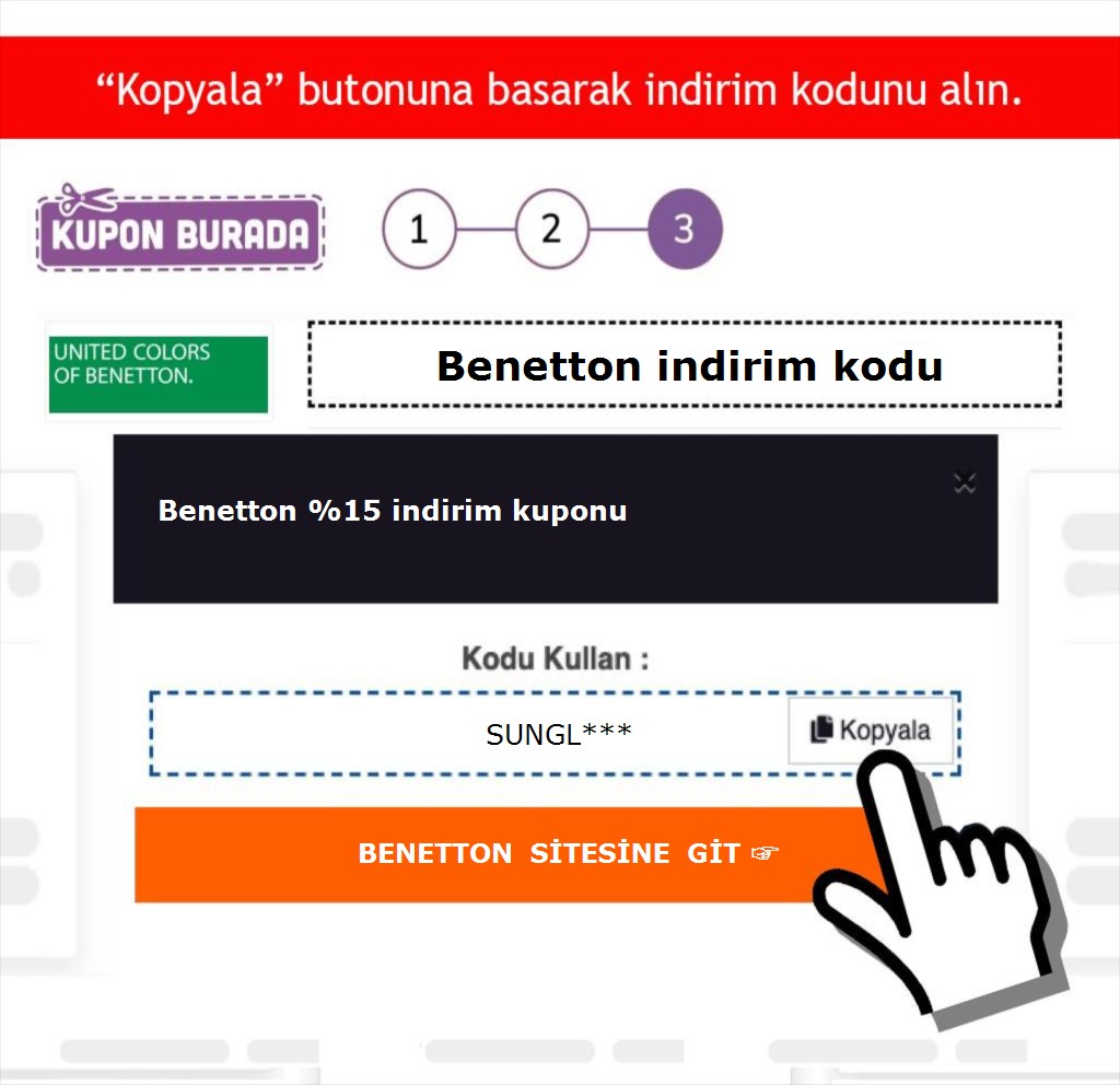 Benetton indirim kodu nasıl alınır adım 3