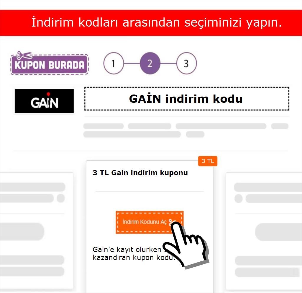 GAİN indirim kodu nasıl alınır adım 2