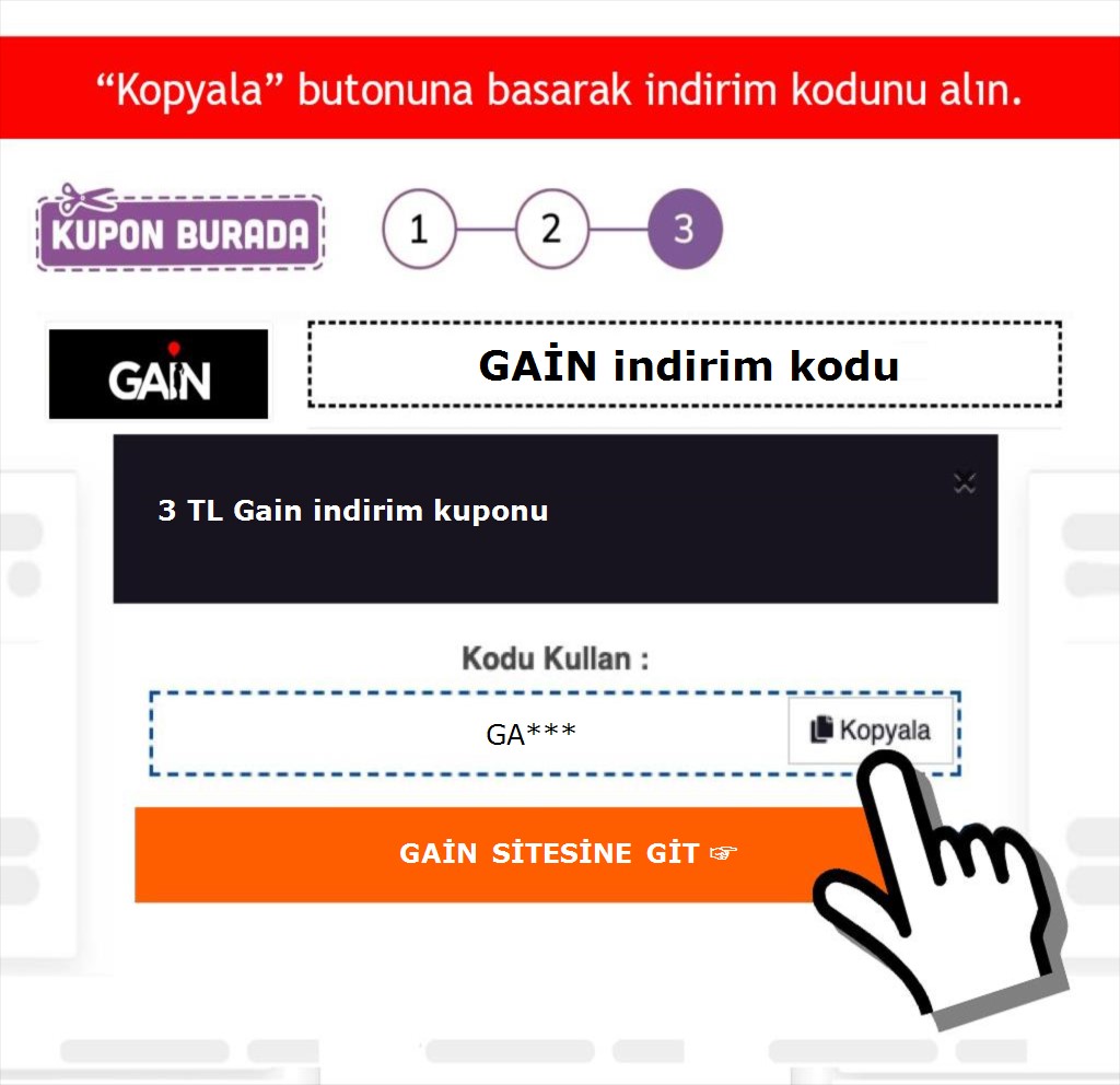 GAİN indirim kodu nasıl alınır adım 3