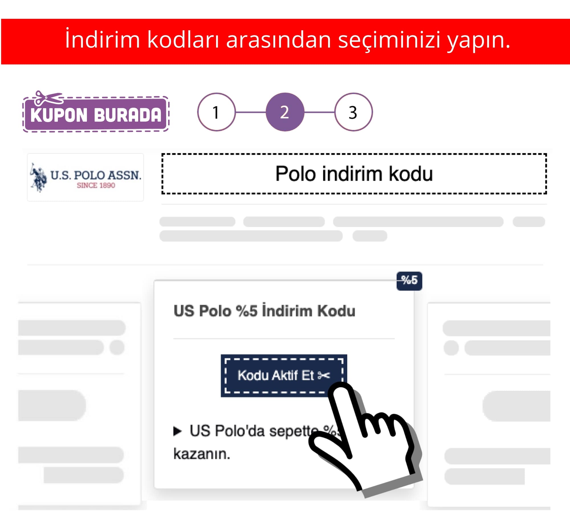 US Polo indirim kodu nasıl alınır adım 2